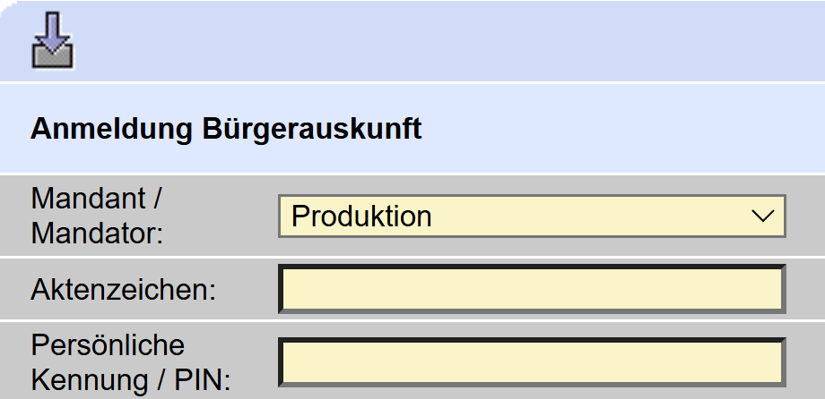 Mit PIN + Geschäftszahl Verfahrensstand abrufen