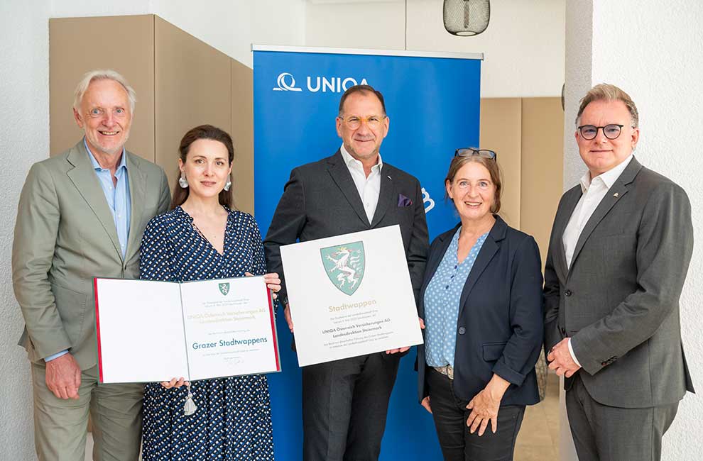 V.l.: Stadtrat Günter Riegler, Natascha Smole, Johannes Rumpl, Bürgermeisterin Elke Kahr, Peter Humer © Stadt Graz/Fischer V.l.: Stadtrat Günter Riegler, Natascha Smole, Johannes Rumpl, Bürgermeisterin Elke Kahr, Peter Humer