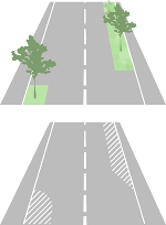 Verschmälerung der Fahrbahn