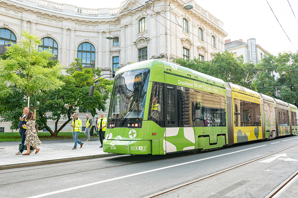 Die Strecke für die Neutorlinie wird bis November auf die Probe gestellt. © Stadt Graz/Fischer Die Strecke für die Neutorlinie wird bis November auf die Probe gestellt.