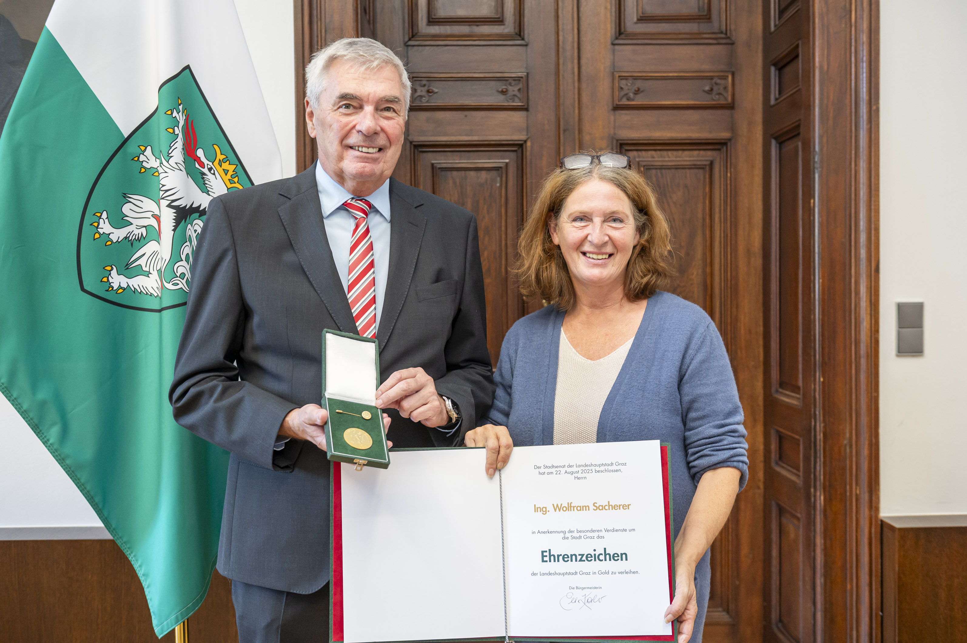 Goldenes Ehrenzeichen für Werner Miedl und Wolfram Sacherer am 22.9.2025 im Grazer Rathaus