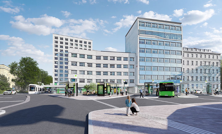 Der Busbahnhof auf dem Andreas-Hofer-Platz nimmt bald Formen an