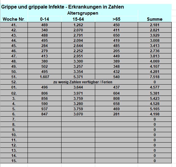 Grippe Zahlen
