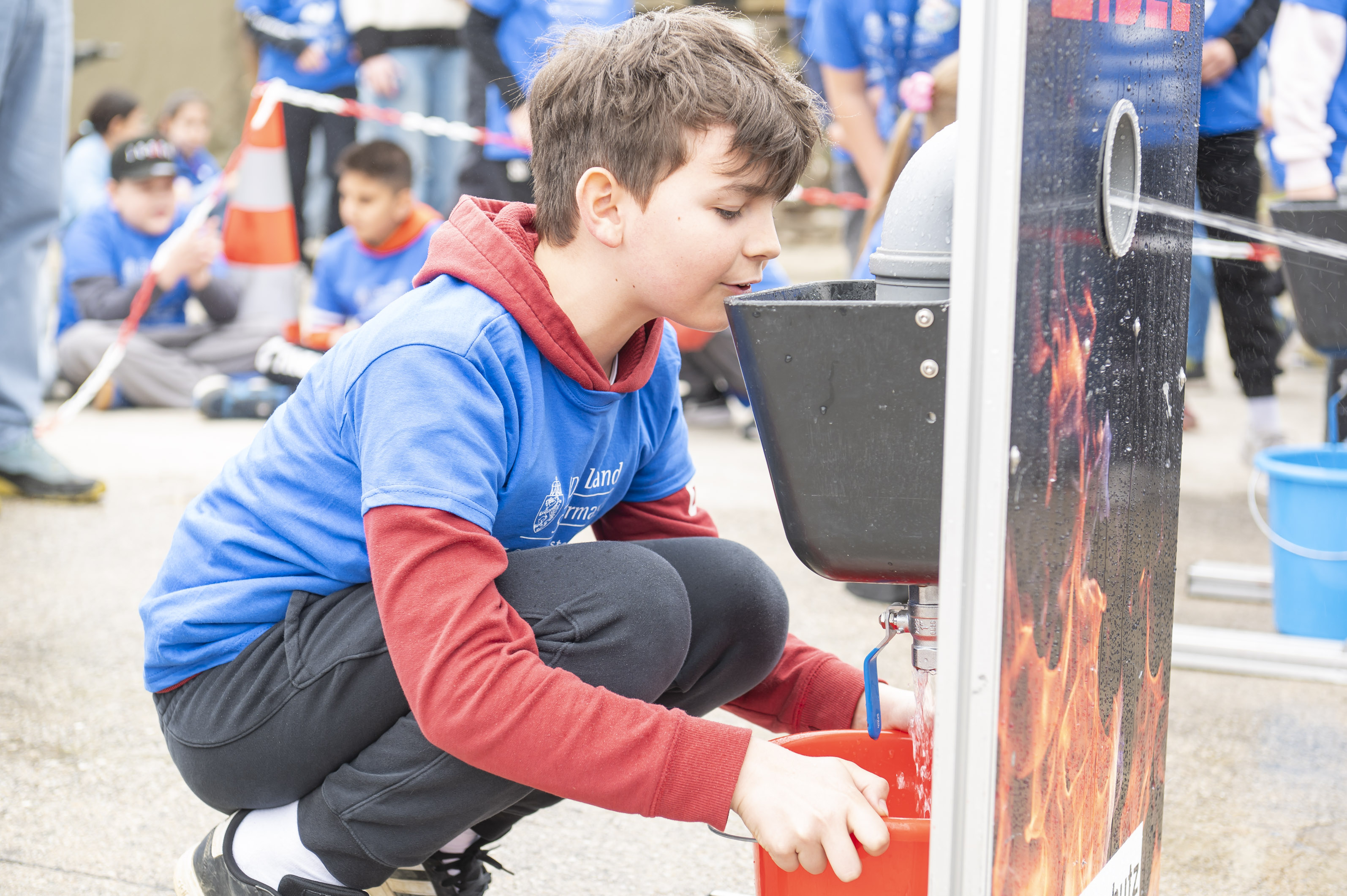 Das entscheidende vierte Spiel mit der Kübelspritze. © Stadt Graz/Foto Fischer Das entscheidende vierte Spiel mit der Kübelspritze.