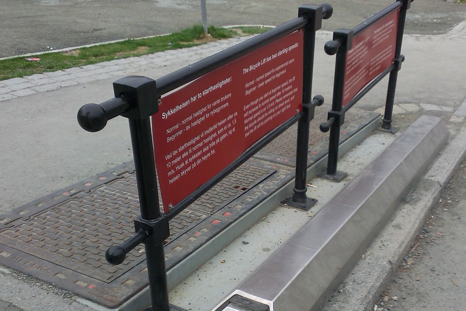 Den ersten Fahrradlift weltweit gab es in Trondheim.