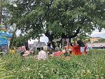 Picknick und gemeinsame Ideensammlung auf der zukünftigen Parkfläche