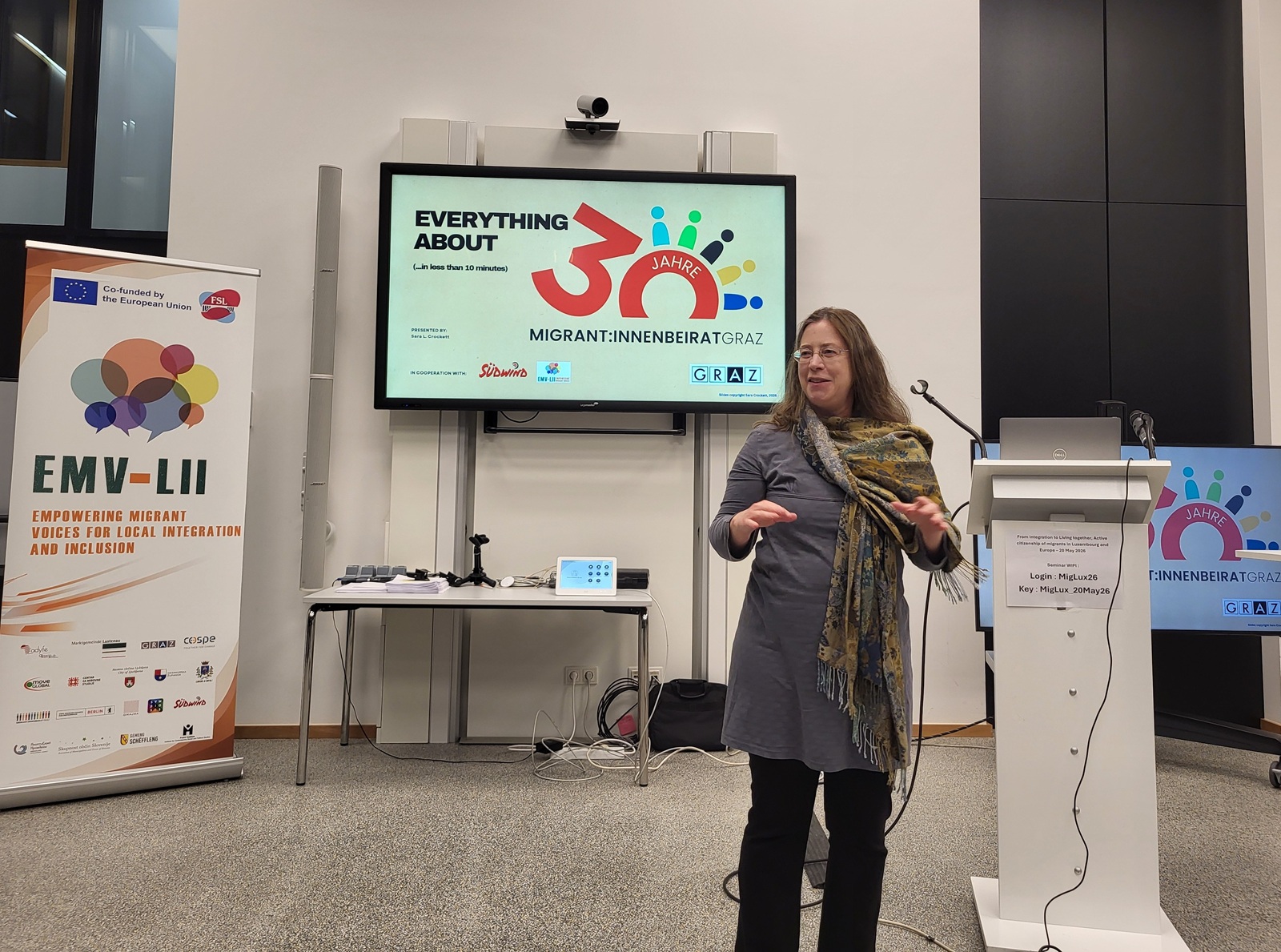 Sara Crockett stellt den Migrant.innenbeirat Graz vor