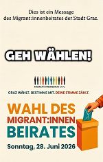 Erinnerung: Wahl des Migrant:innenbeirates am 28. Juni 2026