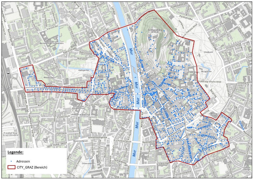 Fördergebiet Kernzone der Grazer Innenstadt © Stadt Graz/Stadtvermessungsamt Fördergebiet Kernzone der Grazer Innenstadt