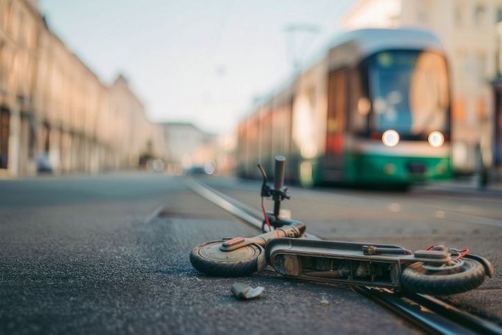 Straßenbahn Unfall mit Roller
