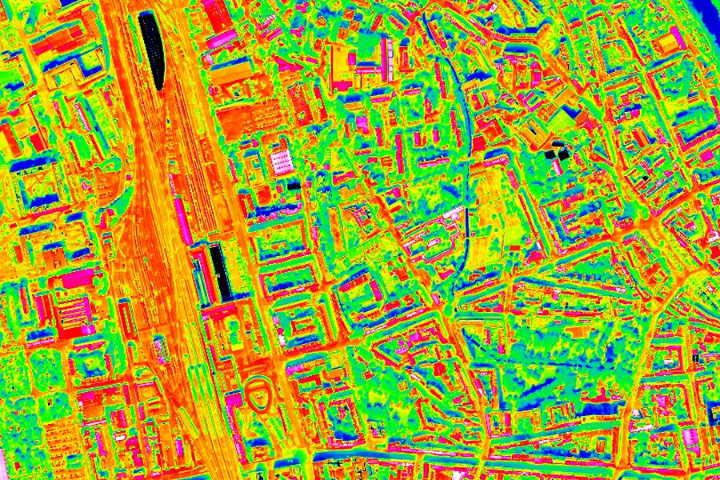 Thermalscann von der Gegend um den Hauptbahnhof