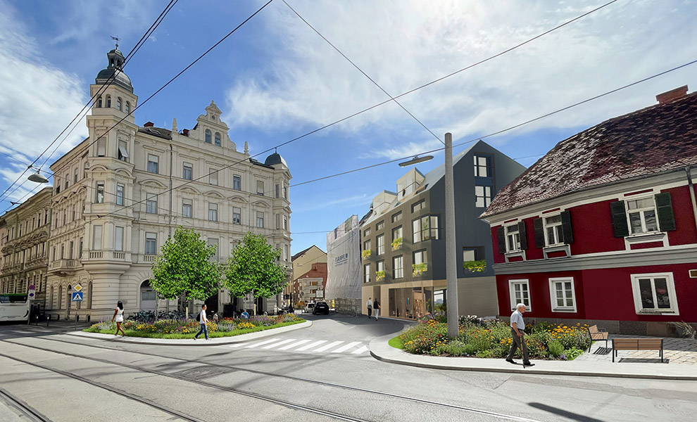 Mehr Grün und Sicherheit: Der Bereich Dietrichsteinplatz/Schörgelgasse wird umgestaltet. © Stadt Graz/achtzigzehn Mehr Grün und Sicherheit: Der Bereich Dietrichsteinplatz/Schörgelgasse wird umgestaltet.