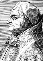 Bildnis Papst Pius II. (Bildausschnitt), Theodor de Bry nach einer Vorlage von Jean Jacques Boissard, 2. H. 16. Jh., Stich