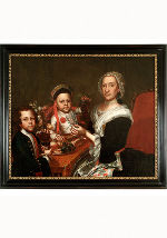 Elisabeth Rusterholzer mit ihren Enkeln Jakob und Josef Johann Baptist Anton Raunacher, undatiert, Öl auf Leinwand