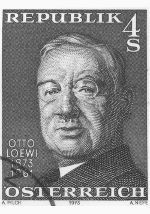 Otto Loewi (Bildausschnitt), Alfred Nefe nach einem Entwurf von Adalbert Pilch, 1973, Ersttagsbrief © GrazMuseum Otto Loewi (Bildausschnitt), Alfred Nefe nach einem Entwurf von Adalbert Pilch, 1973, Ersttagsbrief