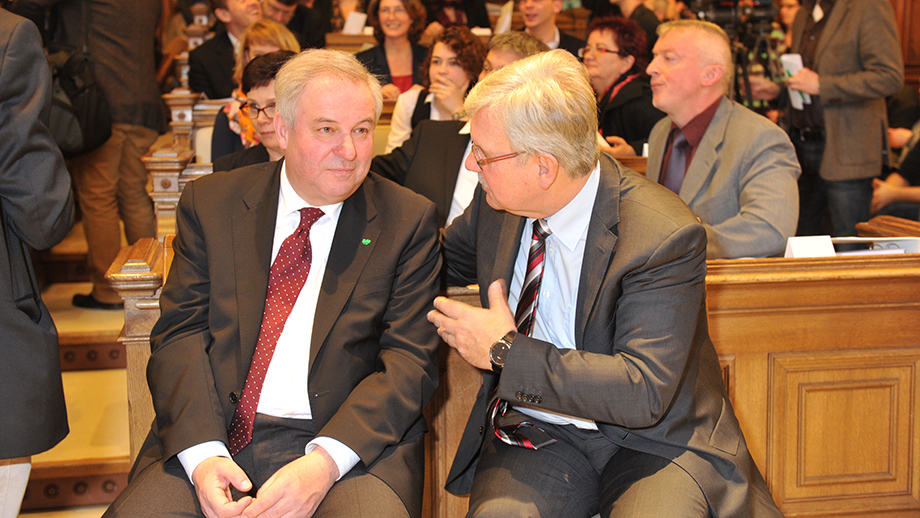 LH-Stv. Hermann Schützenhöfer (l.) und Franz Majcen, der neue Landtagspräsident