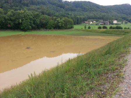 Hochwasser, RHB Bründlbach August 2013 © Stadt Graz, Grünraum&Gewässer Hochwasser, RHB Bründlbach August 2013